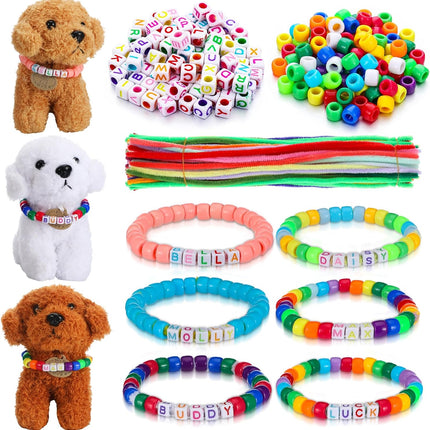 1040 Pcs Puppy Adoption Party Kit – DIY Dog Collar Necklace Beads for Pet Birthday