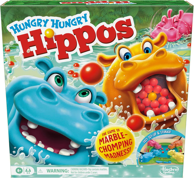 Hungry Hungry Hippos Game, Fun Preschool Board Game for Kids 4+