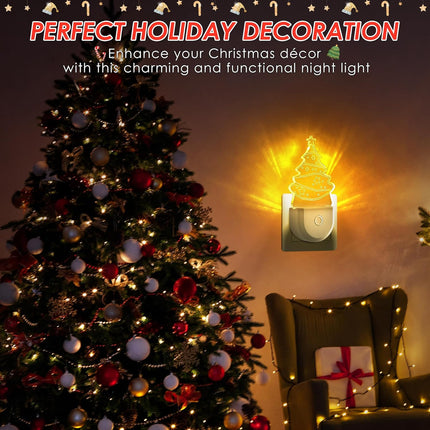 2-Pack Christmas LED Night Lights – 6 Colors, Dusk to Dawn Holiday Decor