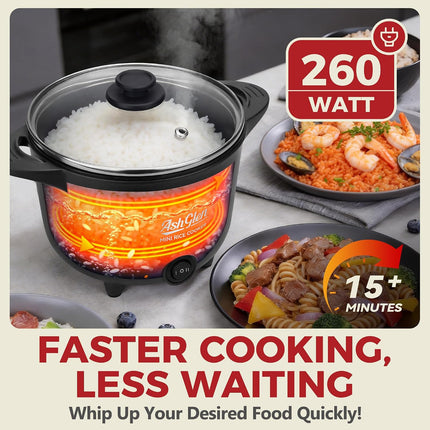 2-Cup Mini Rice Cooker 4-Cup Cooked Ceramic Nonstick Electric Pot Graphite