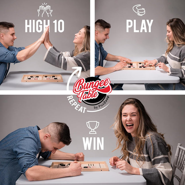 Fast Sling Puck Game Wooden Air Hockey Board Family Party Game for All Ages
