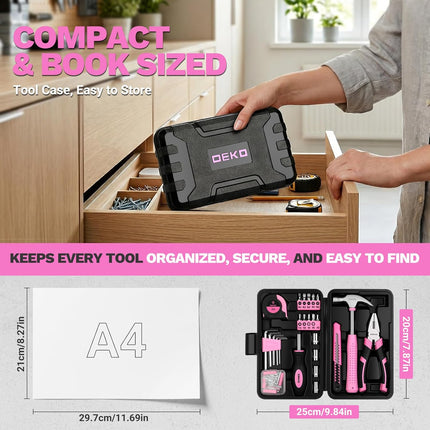 94pc Pink Tool Set with Storage Toolbox Household DIY Hand Tool Kit for Women