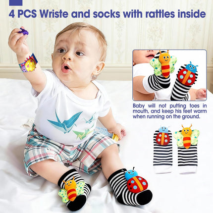 16-Pack Baby Rattles & Teething Toys, Newborn Infant Toys, Wrist Socks, Ages 0-12M