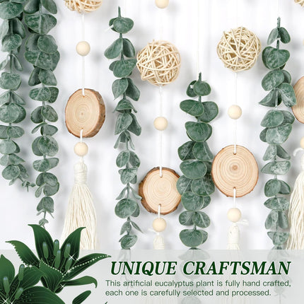 21" Eucalyptus Wall Decor – Artificial Greenery with Wooden Stick, Boho Style