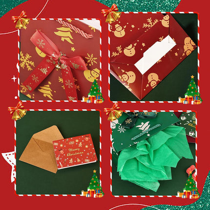 Christmas Gift Bags with Tissue Paper – Small Xmas Party Favor Bags