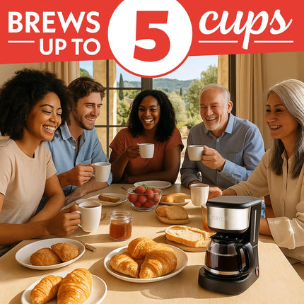 5 Cup One-Touch Drip Coffee Maker, Pause & Serve, Keep Warm, Black Finish