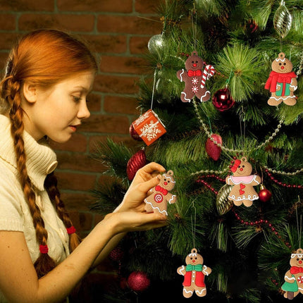 12PCS Gingerbread Man Ornaments – 3" Christmas Tree Hanging Decorations