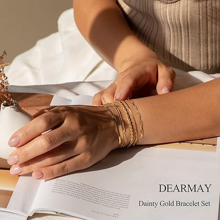 Gold Plated Women’s Bracelet Set – Waterproof, Elegant Stackable Chains