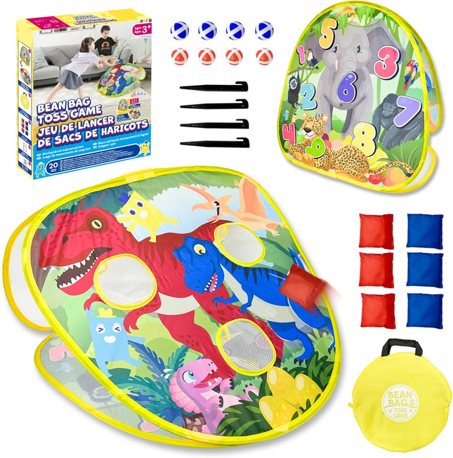 Dinosaur Bean Bag Toss Game Double Sided Target Board Indoor Outdoor Toy