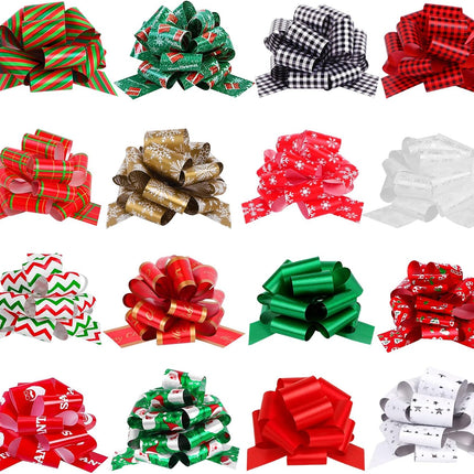 16PCS Large Christmas Pull Bows Ribbon Wrap Accessories for Gifts & Decor