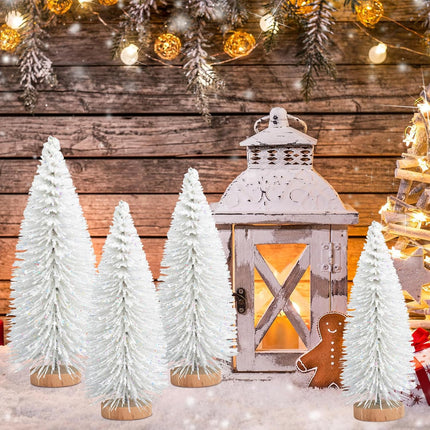 9PCS Mini Christmas Trees – Glitter Bottle Brush Tabletop Holiday Decor