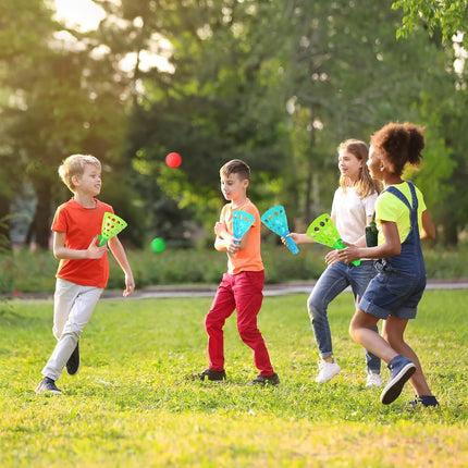 Pop-Pass-Catch Ball Game – 4 Launchers, 24 Balls, Indoor/Outdoor Kids Fun