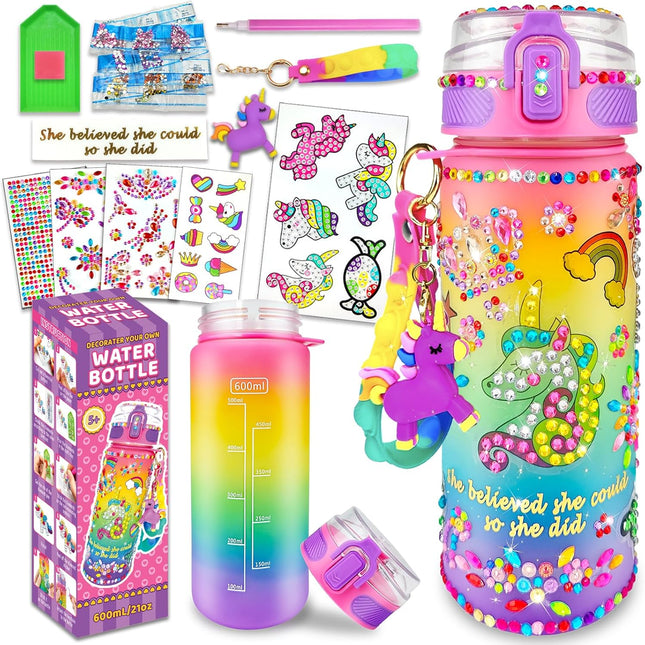 Decorate Your Own Water Bottle Kit – Unicorn Crafts for Girls 4-10