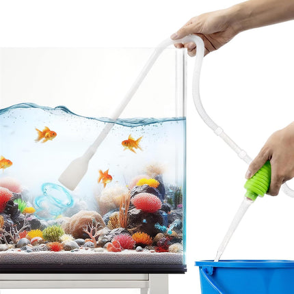 Aquarium Gravel Vacuum Cleaner Hand Siphon Hose for Fish Turtle Tank Water Changes