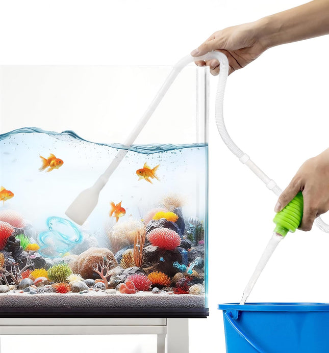 Aquarium Gravel Vacuum Cleaner Hand Siphon Hose for Fish Turtle Tank Water Changes