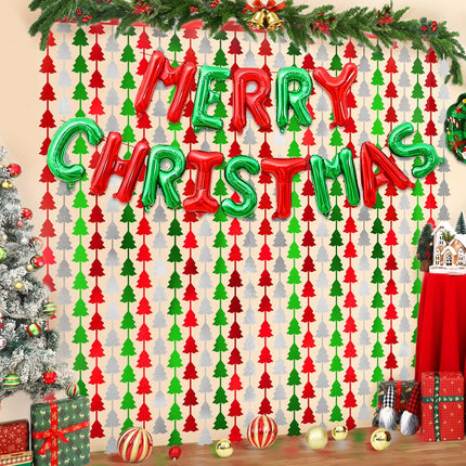 2-Pack Christmas Foil Fringe Curtains – Merry Christmas Balloon Backdrop