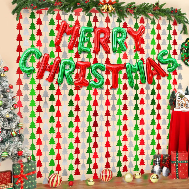 2-Pack Christmas Foil Fringe Curtains – Merry Christmas Balloon Backdrop