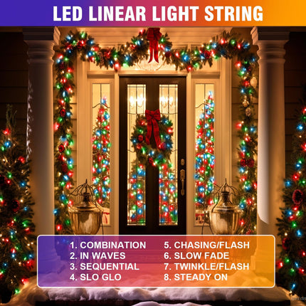 210 LED 4-Color Outdoor String Lights 70FT 8 Modes Waterproof Xmas Party