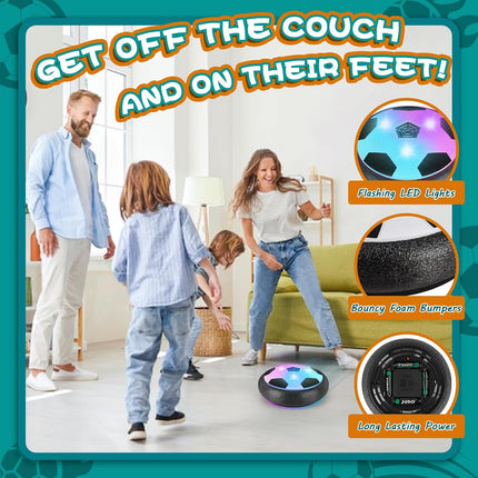 2 Pack Hover Soccer Ball with LED Lights, Foam Bumper and 8 AA Batteries for Kids