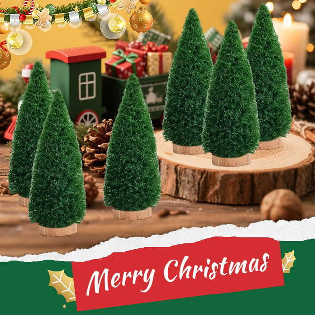 12PCS 4 Inch Mini Christmas Trees Artificial Tabletop Bottle Brush Decor