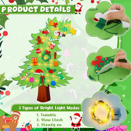 3FT Felt Xmas Tree Set – Toddlers DIY Wall Hanging Christmas Decorations