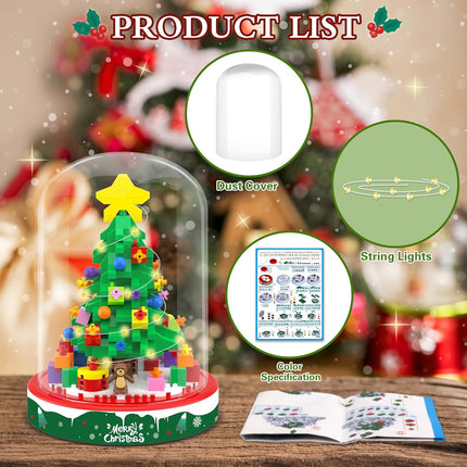 Christmas Tree Building Blocks Kit – 543PCS Tabletop Tree with Lights