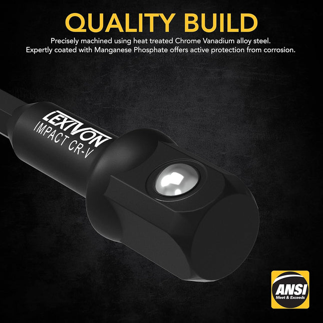 Impact Grade Socket Adapter Set (3-Piece) – 1/4", 3/8", 1/2" Drive with 3" Extension Bit & Holder