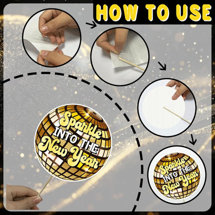 24-Piece 2026 NYE Photo Booth Props – Black & Gold Party Favor Set