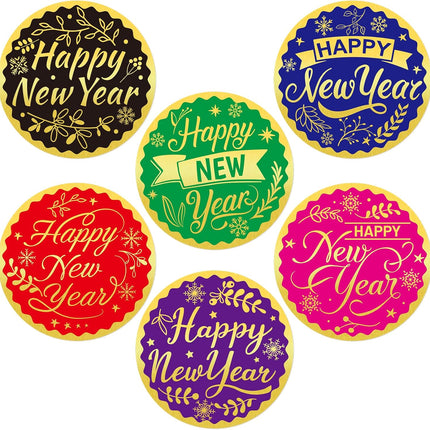 120-Piece New Year Sticker Labels – Gold Foil Round Seals for Invitations