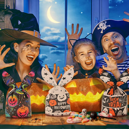 120PCS Halloween Candy Treat Bags, 6 Patterns, Trick-or-Treat Party Gift Bags for Kids