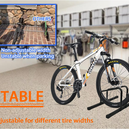 Adjustable Bike Stand Floor Rack, Fits 20-29in MTB & Road Bikes, Indoor Outdoor
