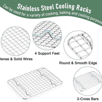 9" x 7" Stainless Steel Toaster Oven Pan with Rack, Small Baking Sheet & Tray