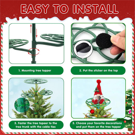 3-Tier Christmas Tree Topper Holder – Universal Green Stabilizer for Decorations