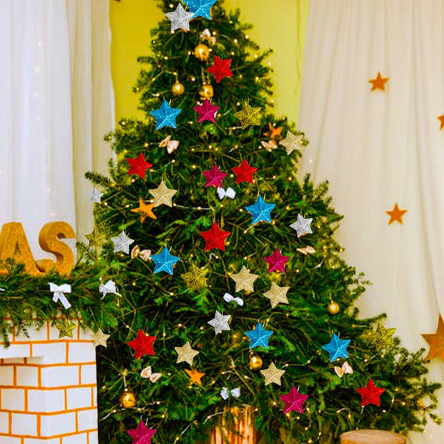24PCS Colorful Star Christmas Ornaments – Tree & Party Decorations