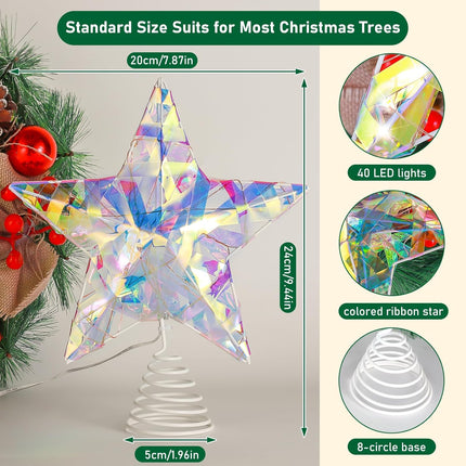Christmas Tree Topper – LED Star with Remote Control & 8 Lighting Modes for a Glowing Tree