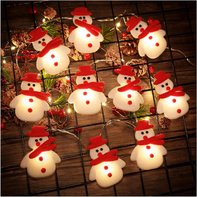 Christmas Snowman String Lights – 10 LEDs Plush 5.4ft Battery Powered