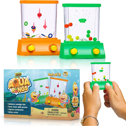 Aqua Rings Handheld Water Game – Set of 2 Retro Mini Toss & Hoop Toys