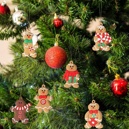 12PCS Gingerbread Man Ornaments – 3" Christmas Tree Hanging Decorations