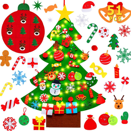 Christmas Tree DIY Felt Set – Tic-Tac-Toe Game & Wall Hanging Decorations for Kids