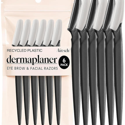 6 pcs Dermaplane Razor Set Black Face Razor for Women Men Skin Exfoliation Tool