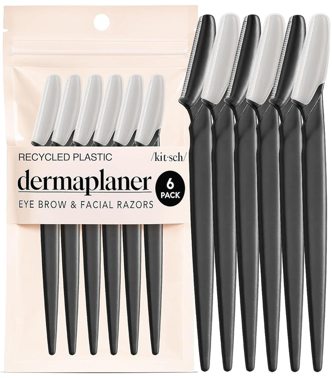 6 pcs Dermaplane Razor Set Black Face Razor for Women Men Skin Exfoliation Tool