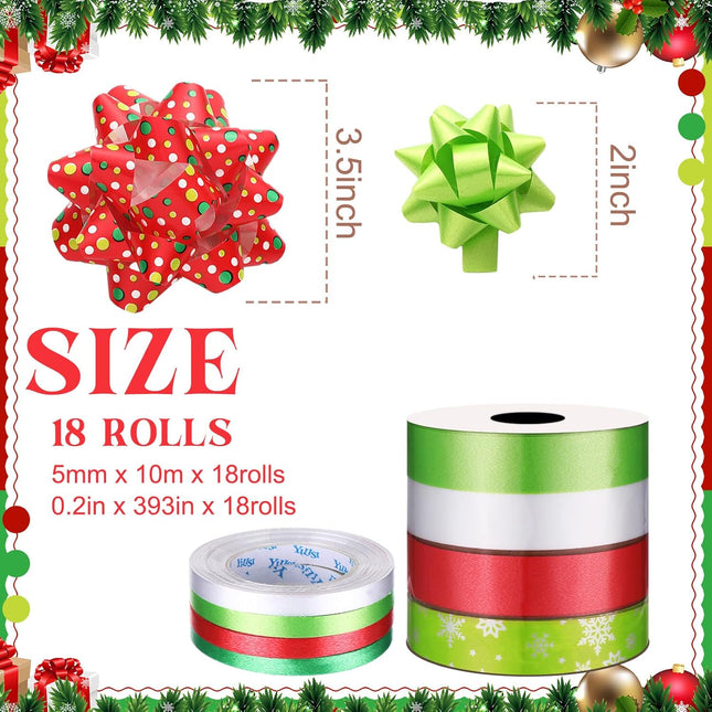 38-Pcs Christmas Gift Bows & Ribbon Set – Holiday Gift Wrapping Accessories