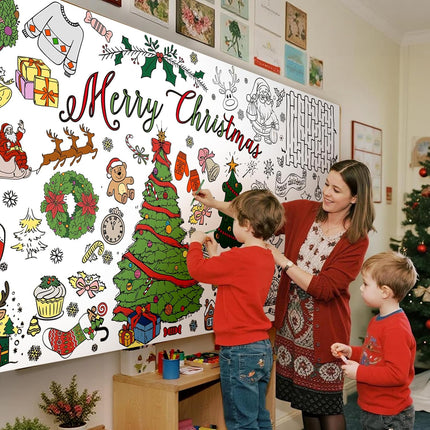 3-Pack Christmas Giant Coloring Posters – 30x72" Tablecloth Craft & Party Decor