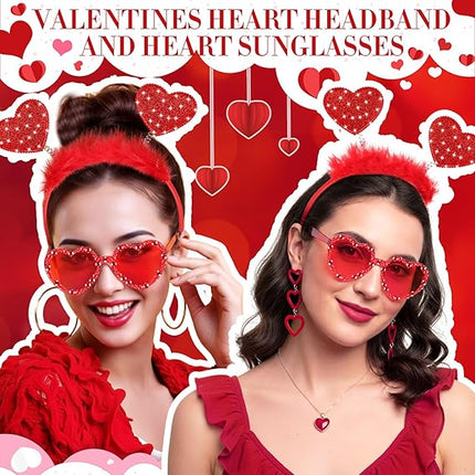 Valentine’s Day Heart Headband & Sunglasses Set: Photo Prop & Party Favors for Women