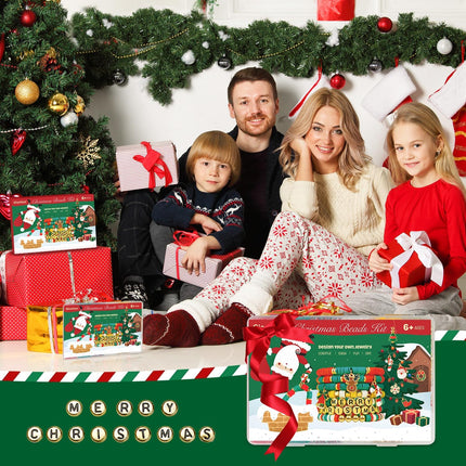 Christmas Clay Beads for Bracelets DIY Jewelry Making Kit Golden Beads Crafts