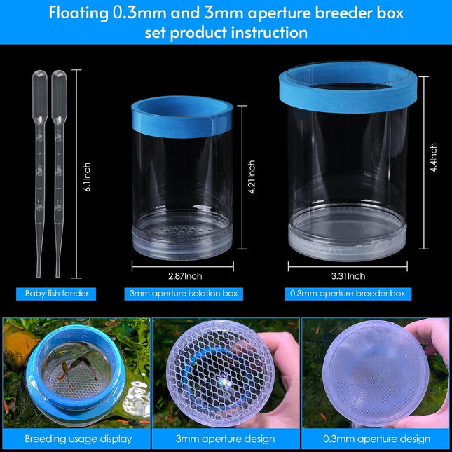 Fish Tank Breeder Box Set 2 Piece Floating Aquarium Hatchery Isolation Separator