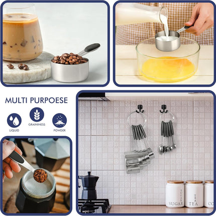 10 Pack Measuring Cups and Spoons Set Heavy Duty Dishwasher Safe Black
