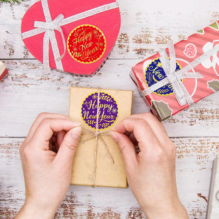120-Piece New Year Sticker Labels – Gold Foil Round Seals for Invitations