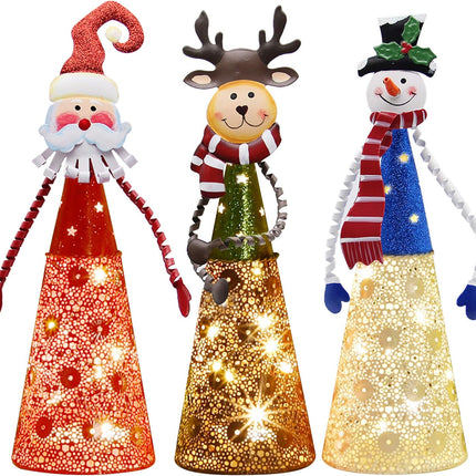 3PCS Indoor LED Christmas Decorations Santa, Snowman & Reindeer Figures