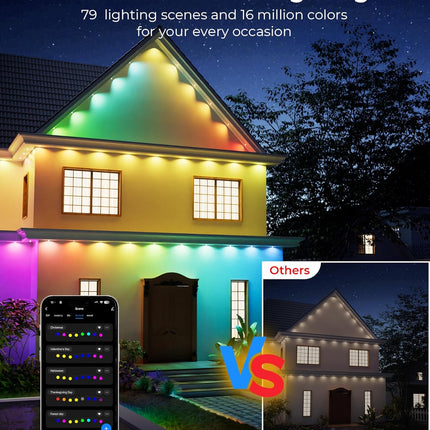 100ft Smart RGBWW Permanent Outdoor Lights Pro, 79 Modes, Alexa, IP67, White